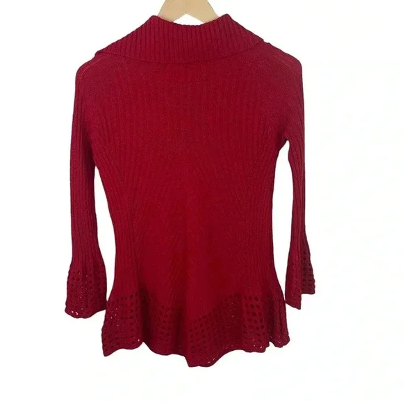 Style One Ribbed  Eyelet Sweater - Picture 6 of 9